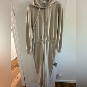 WeWoreWhat Cream Jumpsuit with Elastic Waist